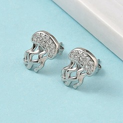 Brass Micro Pave Clear Cubic Zirconia Stud Earrings&nbsp;EJEW-A145-03A-P