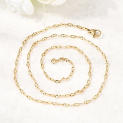 Unisex 304 Stainless Steel Texture Cable Chain Necklaces&nbsp;NJEW-K305-09G