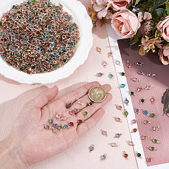 225Pcs 9 Colors Brass with Faceted Glass Links Connector Charms&nbsp;KK-NB0004-27