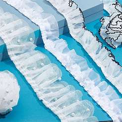 3 Styles Polyester Pleated Satin Pleated Lace Ribbon&nbsp;OCOR-PH0006-60