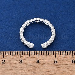 Hollow Heart S925 Sterling Silver Micro Pave Cubic Zirconia Open Cuff Rings for Women&nbsp;RJEW-R013-01S