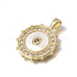 Brass Micro Pave Clear Cubic Zirconia Pendants&nbsp;KK-C262-19G