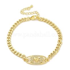 Brass Micro Pave Cubic Zirconia Link Bracelets&nbsp;BJEW-S158-13G-A