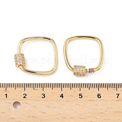 Brass Micro Pave Clear Cubic Zirconia Screw Carabiner Lock Charms&nbsp;LS-KK-Z118-06G-01
