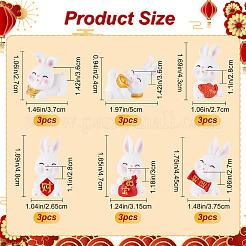 18Pcs 6 Style Rabbit Resin Display Decorations&nbsp;DJEW-CP0001-21