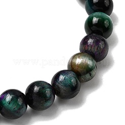 Natural Dyed & Heated Tiger Eye Round Beaded Stretch Bracelets for Men Women&nbsp;BJEW-JB12538