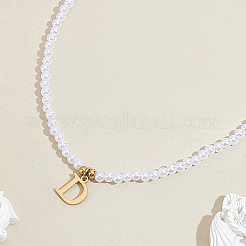 Imitation Pearl with Stainless Steel Pendants Necklaces&nbsp;NJEW-LP0001-51D-G