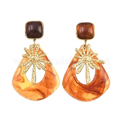 304 Stainless Steel & Resin Stud Dangle Earrings for Women&nbsp;SA-CBA717A-01G-04