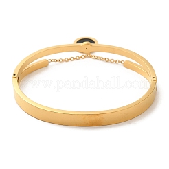 Enamel Flat Round Charms Bangles&nbsp;BJEW-F474-17G