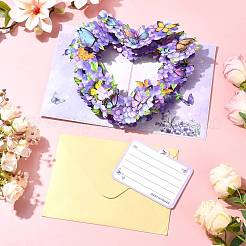 Pop Up 3D Heart Butterfly Bouquet Greeting Cards&nbsp;AJEW-FZC0001-06