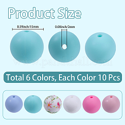 60Pcs 6 Styles Food Grade Eco-Friendly Silicone Focal Beads&nbsp;SIL-PA0001-11
