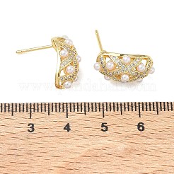 Brass Micro Pave Cubic Zirconia Stud Earrings for Women&nbsp;EJEW-A168-20G