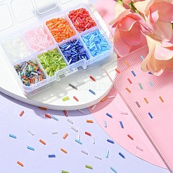 96G 8 Colors Transparent Colours Rainbow Glass Bugle Beads&nbsp;SEED-YW0002-34