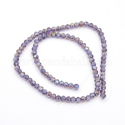 Pearl Luster Plated Glass Faceted Round Spacer Bead Strands&nbsp;GLAA-A027-3mm-PL03