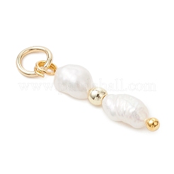 Natural Baroque Keshi Pearl & Electroplate Synthetic Non-magnetic Hematite Beaded Pendants&nbsp;PALLOY-JF04993-01