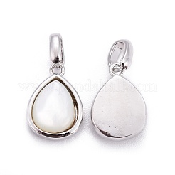Natural White Shell Mother of Pearl Shell Charms&nbsp;BSHE-F011-03A-P