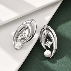 304 Stainless Steel Shell Pearl Stud Earrings&nbsp;EJEW-U051-08P