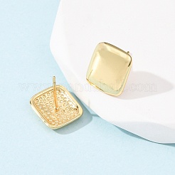 Brass Rectangle Stud Earrings&nbsp;EJEW-L277-01G