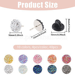 40Pcs 10 Colors Druzy Resin with Brass Brooch&nbsp;AJEW-CA00027