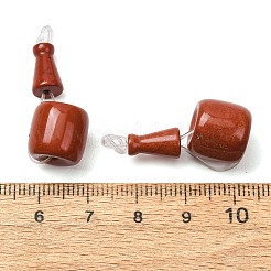 Gourd 3-Hole Natural Red Jasper Guru Beads&nbsp;G-F223-05-12mm