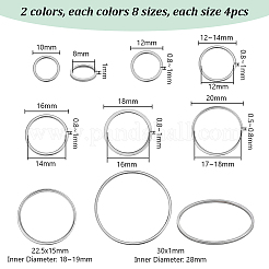 64Pcs 16 Styles 201 & 304 Stainless Steel Linking Ring&nbsp;STAS-PH0005-89