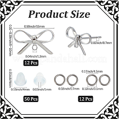 DIY Bowknot Brass Stud Earring & Jump Rings & Ear Nuts Jewelry Making Finding Kits&nbsp;DIY-CN0003-24P