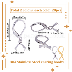40Pcs 2 Colors 304 Stainless Steel Leverback Earring Findings&nbsp;STAS-SC0005-47