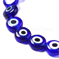 Handmade Evil Eye Lampwork Flat Round Bead Strands&nbsp;LAMP-L058-6mm-04