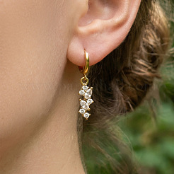 304 Stainless Steel & Clear Cubic Zirconia Hoop Earrings&nbsp;FS-WGFBAB4-01