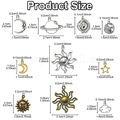 100Pcs 10 Styles Tibetan Style Zinc Alloy Charms&nbsp;FIND-YW0007-15
