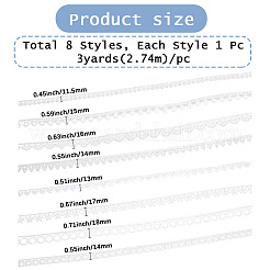 24 Yards 8 Styles Milk Fiber Lace Trim Ribbon&nbsp;OCOR-CY0001-09B
