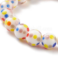 Dot Pattern Lampwork Round Beaded Stretch Bracelet for Women&nbsp;BJEW-JB08225