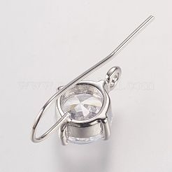 Long-Lasting Plated Brass Cubic Zirconia Earring Hooks&nbsp;X-KK-P085-01P-NR