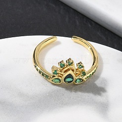 Brass Micro Pave Cubic Zirconia Cuff Open Rings&nbsp;RJEW-Z145-06G