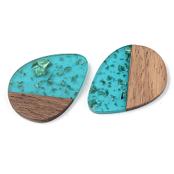 Transparent Resin & Walnut Wood Pendants&nbsp;RESI-S389-010A-B03