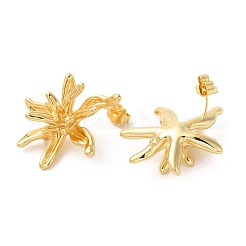 Real 18K Gold Plated Brass Stud Earrings&nbsp;EJEW-G382-11A-G