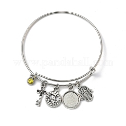 DIY Blank Geometry Alloy Charms Expandable Bangle Making Kit&nbsp;BJEW-DC00003