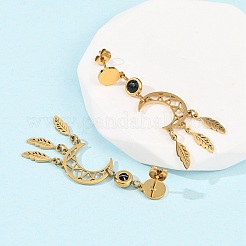 304 Stainless Steel Dangle Stud Earrings&nbsp;EJEW-F393-08G