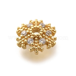 Rack Plating Brass Micro Pave Clear Cubic Zirconia Bead Caps&nbsp;KK-H508-22B-G
