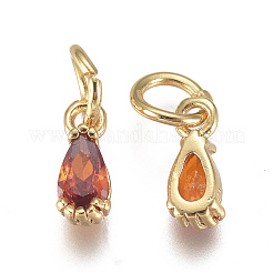 Brass Micro Pave Cubic Zirconia Charms&nbsp;ZIRC-F111-04G-06