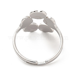 Non-Tarnish 201 Stainless Steel Flower Adjustable Ring for Women&nbsp;RJEW-F131-05P