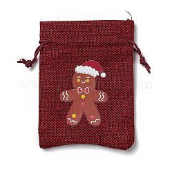 6Pcs 6 Styles Christmas Theme Rectangle Jute Bags&nbsp;ABAG-E007-01