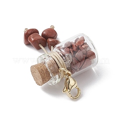 Chakra Natural & Synthetic Gemstone Chip inside Glass Wishing Bottle Pendants Decorations&nbsp;HJEW-JM01892
