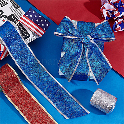 3 Rolls 3 Colors Sparkle Polyester Ribbon with Glitter Powder&nbsp;OCOR-PH0005-54