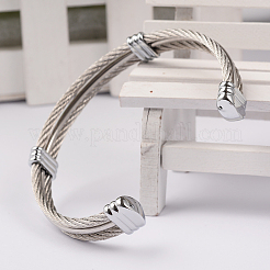Tarnish Resistant Trendy Men's Torque Bangles&nbsp;BJEW-L111-02