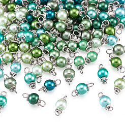 110Pcs 11 Colors Glass Pearl Round Connector Charms&nbsp;PALLOY-TA00261