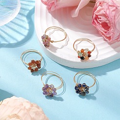 Flower Natural Gemstone Rings&nbsp;RJEW-JR00730