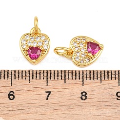 Brass Micro Pave Medium Violet Red Cubic Zirconia Charms&nbsp;CU-CBAB3AD-09G-01