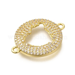 Rack Plating Brass Micro Pave Clear Cubic Zirconia Hollow Connector Charms&nbsp;KK-M079-13G