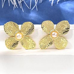 Flower Brass Stud Earrings&nbsp;EJEW-F358-03B-G